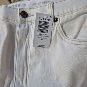 Torrid White High-Rise Ankle Jeans